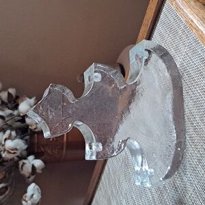 Vtg MCM Wiesenthal Hutte Clear Textured Art Glass Christmas Tree Candle Holder